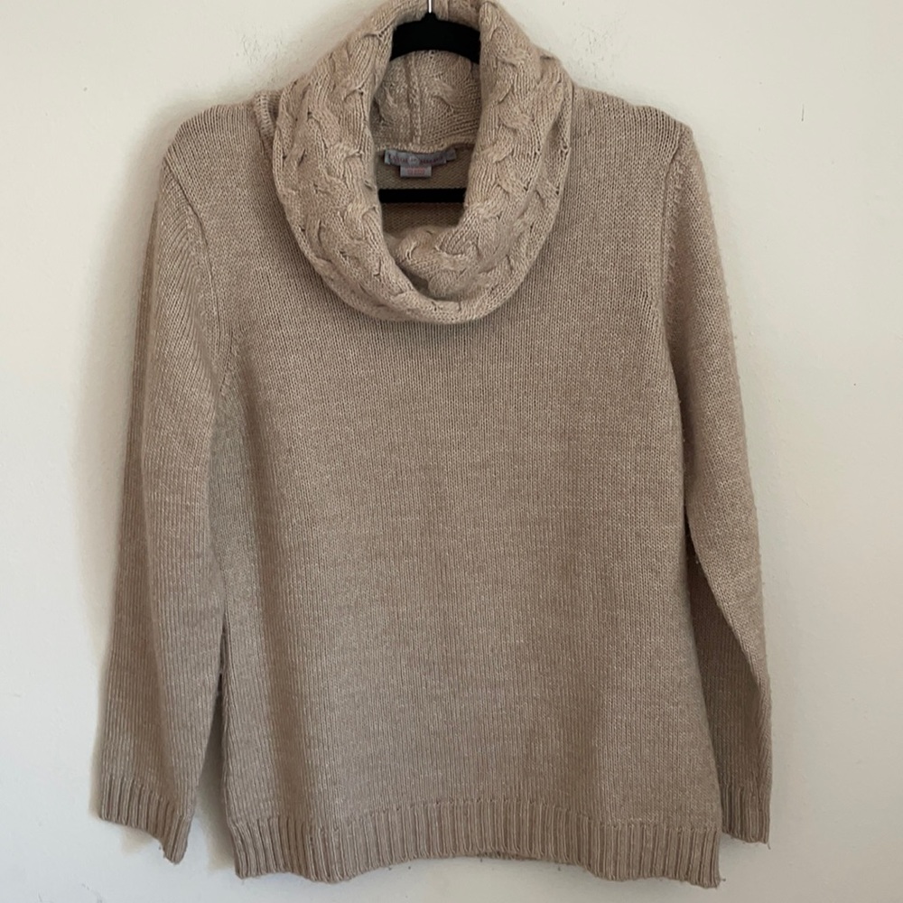 Luigi Baldo Knit Cowl Neck Sweater Wool Alpaca Blend Sweater Oatmeal Cream